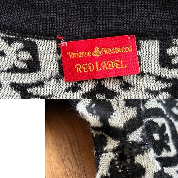 Vivienne Westwood Red Label Knit Sweater – Y2K Black & White Pattern, Size M - Picture 6 of 7
